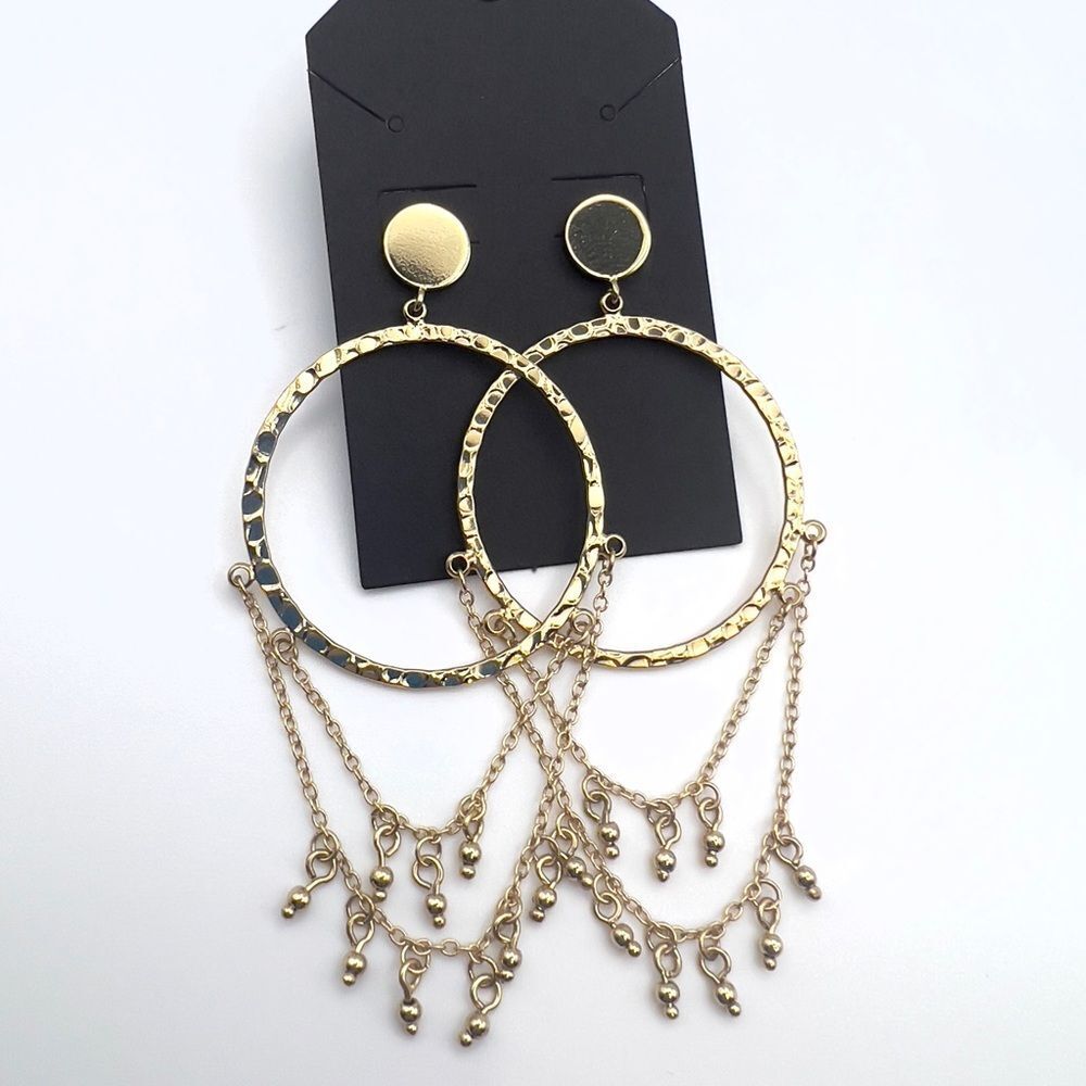 5/$25 Gold Dangle Hoop Earrings